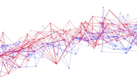 Moving red and blue plexus patterns against white looping 3D animation Video stock 201824454