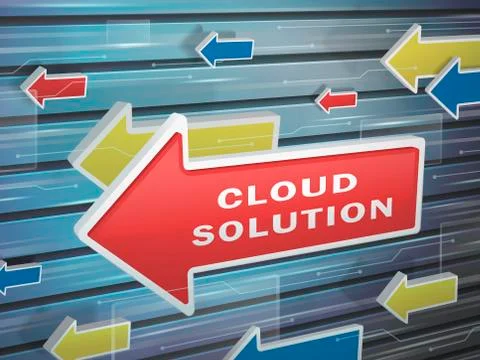 Moving red arrow of cloud solution words イラスト素材