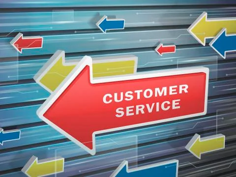 Moving red arrow of customer service words Illustrazione stock