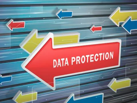 Moving red arrow of data protection words イラスト素材