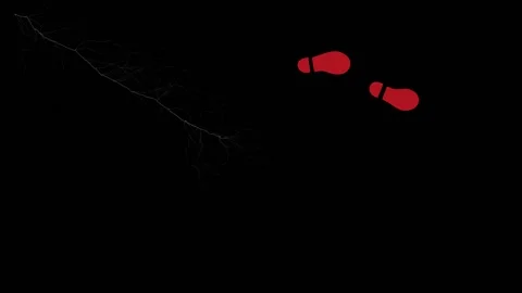 Moving red foot steps on dark background short animation video . Stock Footage 135496182