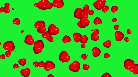 Moving red hearts motion graphics with green screen background Video stock 328488088
