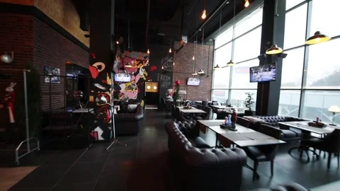 Moving in restaurant Illskill Jumble with many Stock Footage 299650376