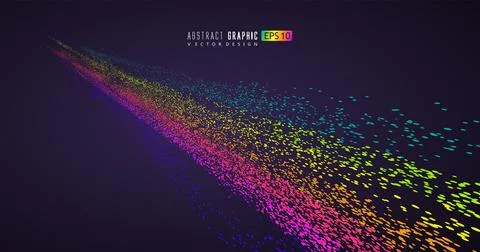 Moving ribbons composed of countless colorful dots, vector graphics. Stock Illustration