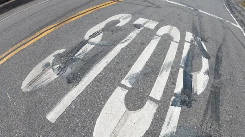 Moving Road Surfaces  Yellow Lines and road markings 12 Video stock 244430364