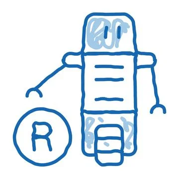 Moving robot doodle icon hand drawn illustration Stock Illustration