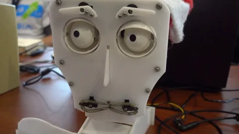 Moving robot head macro Stock Footage