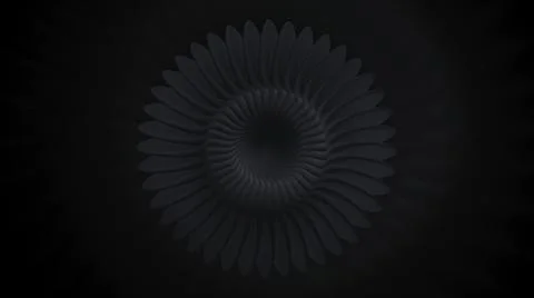 Moving round pattern with petals. Motion. Geometric 3d flower rotates and Illustrazione stock