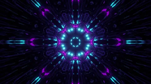 Moving round shaped neon ornament 3d illustration Stock Footage 160525853