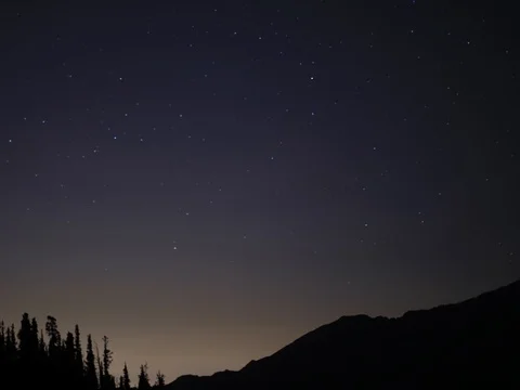 Moving round star trail in Almaty suburbans, Kazakhstan Stock Footage 80377678