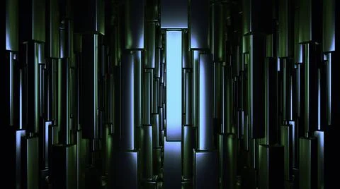 Moving rows of 3d lines in space. Design. Corridor with many intersecting rows Illustrazione stock