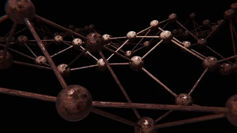 Moving rusty weathered metal plexus pattern looping 3D animation Stock Footage 194729424