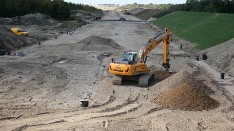 Moving sand with an excavator Stock Footage 41451849