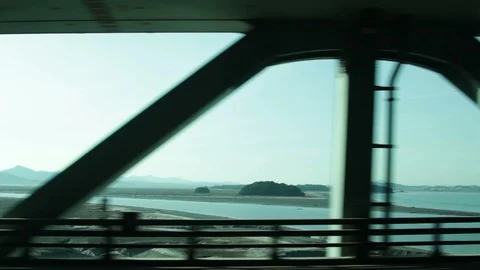 Moving scenery seen through the windows of a vehicle at Seoul, South Korea Stock Footage 105507832