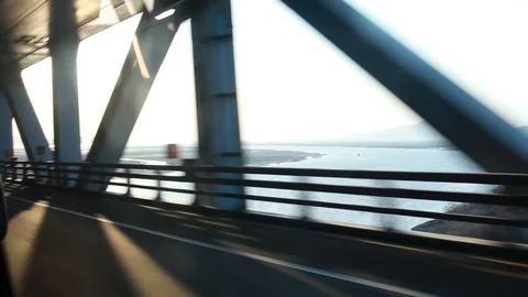 Moving scenery seen through the windows of a vehicle at Seoul, South Korea Stock Footage 105508048