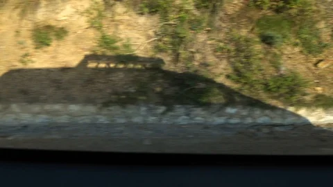 Moving scenery seen through the windows of a vehicle at Leh Ladakh, India Stock Footage 106108868