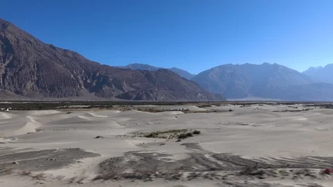 Moving scenery seen through the windows of a vehicle at Leh Ladakh, India Stock Footage 106119489