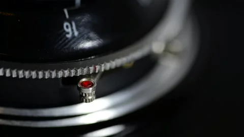 Moving self timer on old vintage 35 mm film camera Stock Footage 136111455