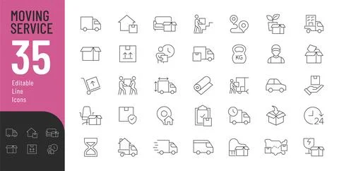 Moving Service Editable Icons set. Stock Illustration