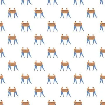 Moving service seamless pattern with two workers Stock Illustration