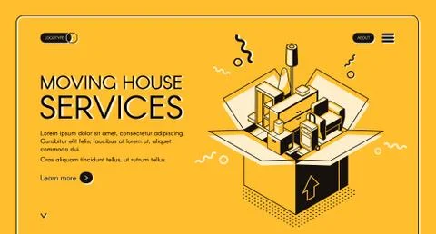 Moving service startup isometric vector web page Stock Illustration
