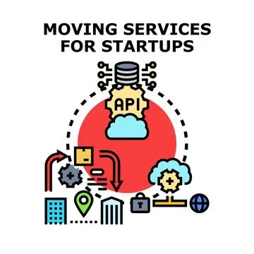 Moving services for startups business development concept Stock Illustration