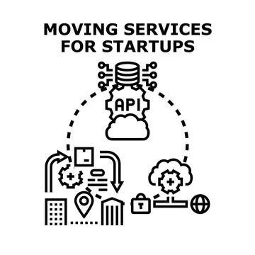 Moving services for startups business development concept Stock Illustration