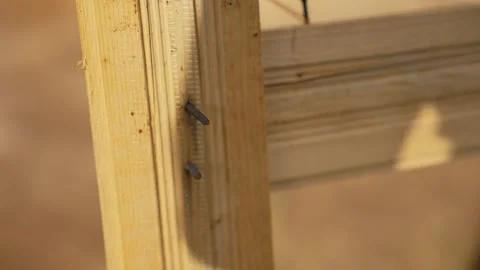 Moving shadow passing over wooden fence post Stock Footage 341294558