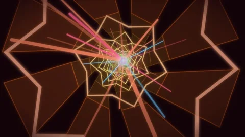 Moving shapes create a tunnel effect with colorful lines and lights Stock Footage 337301804