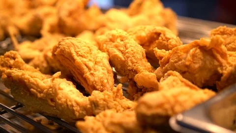 Moving Shot of Delicious Fried Chicken Stock Footage