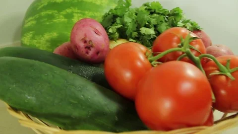 Moving Shot Next To a Vegetable Basket Vídeo Stock 81175797
