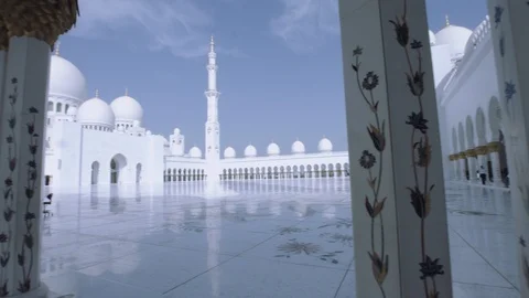 Moving Shot in Sheikh Zayed Mosque in Abu Dhabi Stock Footage 113532821