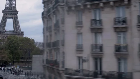 Moving shot Tour Tower Eiffel view Siene River in Paris France- Stock Footage 106229992