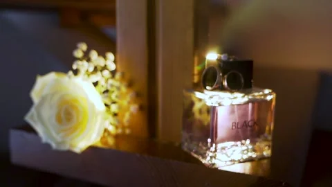 Moving shot wedding accessories of the bride slow motion with light flares Stock Footage 205897248