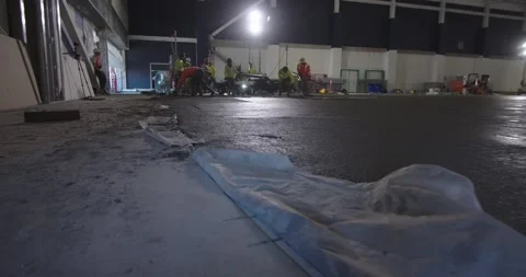 Moving shots concrete crew working hard Stock Footage 152662822