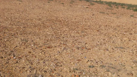 Moving up from silicon chips to far hills in desert Stock-Footage 94872342
