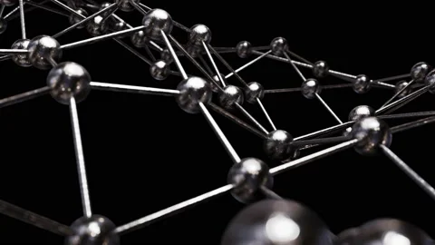 Moving silver metallic steel plexus pattern looping 3D animation with alpha Stock Footage 195099403