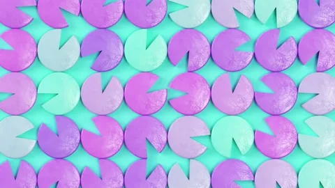 Moving sliced circles on mint background, trendy minimal 3d animation Video stock 159307610