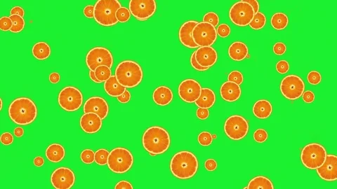 Moving sliced orange pieces motion graphics with green screen background Stock Footage 332890011