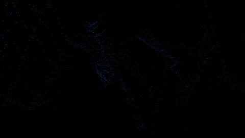Moving small blue round particles on black background. 3d render. looped animati Stock Footage 310233141