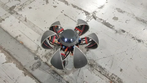 Moving small robot on remote control. Radio controlled robot. Small robot Stock Footage 328699351