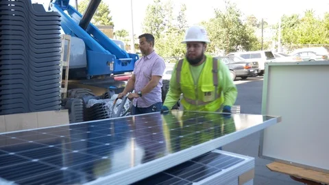 Moving Solar Panels Stock Footage 123947767