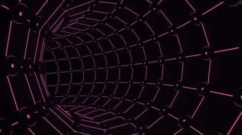 Moving space tunnel with grid. Design. Spaceship-style tunnel wraps up. Moving Stock Illustration