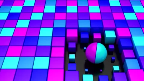 Moving Sphere Changes Cubes Stock Footage 167354704