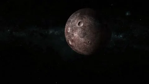 Moving spinning 3d realistic Ceres fictional planet on space Stock Footage 221907218
