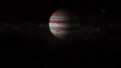 Moving spinning 3d realistic Jupiter planet on space Stock Footage 221907259