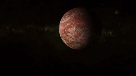 Moving spinning 3d realistic Makemake fictional planet on space Stock Footage 221907287