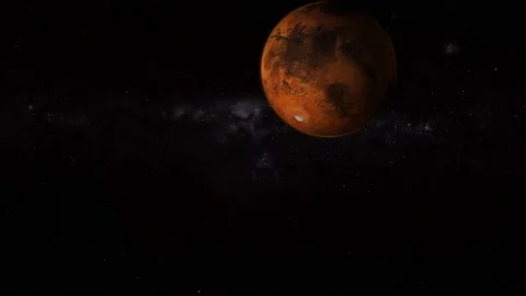 Moving spinning 3d realistic Mars planet on space Stock Footage 221907286