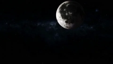 Moving spinning 3d realistic Moon planet on space Stock Footage 221907301