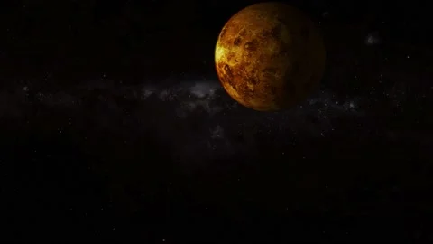 Moving spinning 3d realistic Venus surface planet on space Stock Footage 221907397